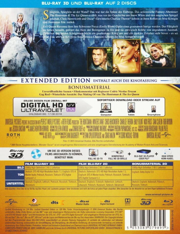 The Huntsman & The Ice Queen (2016) (Extended Edition, Kinoversion, Blu-ray 3D + Blu-ray) 4 The Huntsman & The Ice Queen (2016) (Extended Edition, Kinoversion, Blu-ray 3D + Blu-ray) – Image 2