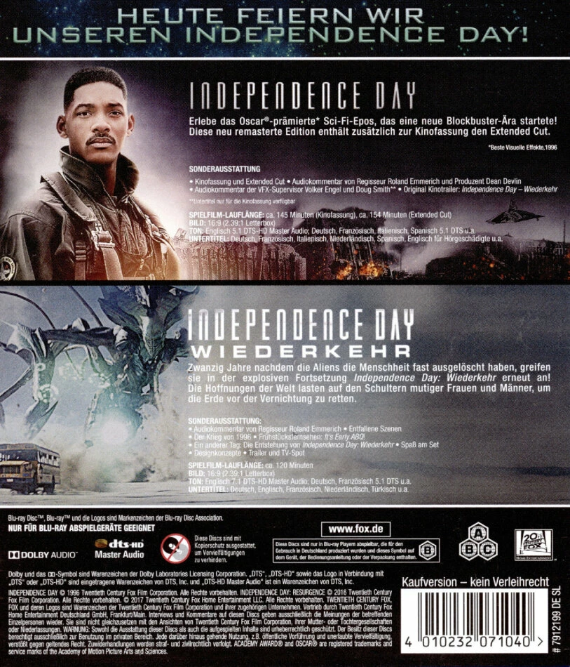 Independence Day Collection - Independence Day / Independence Day 2 - Wiederkehr (2 Blu-rays) 4 Independence Day Collection - Independence Day / Independence Day 2 - Wiederkehr (2 Blu-rays) – Image 2